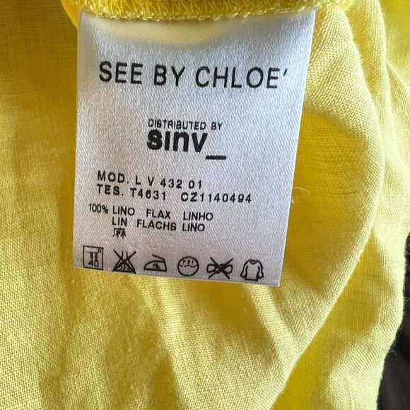 See By Chloe' Yellow Linen Summer Dress Size 2 - Picture 6 of 8